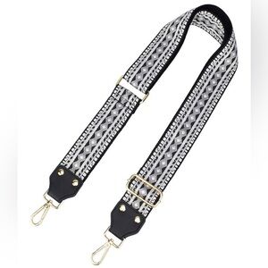 Lifemate | Black & White Vintage Flower Adjustable Guitar/Handbag Strap | NEW